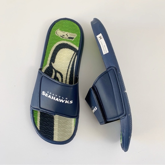 Seattle Seahawks Adjustable Men's Slide Sandals ~ 9-10 (M) - Picture 1 of 11